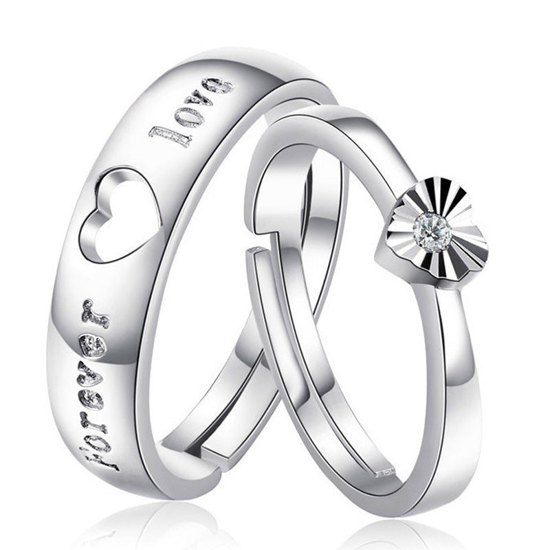Heart-To-Heart And Lively Letter Couple Ring