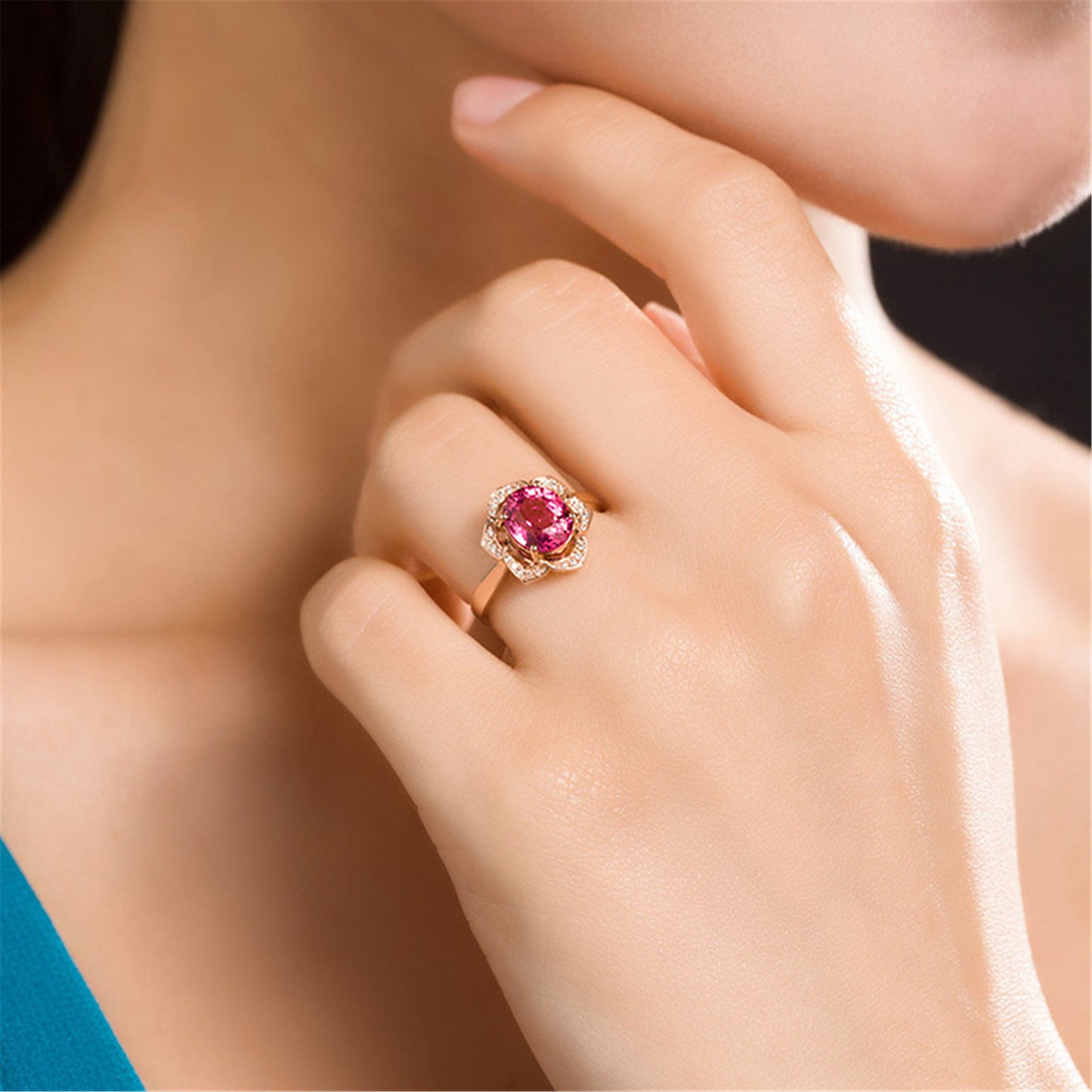 Red Rose Flower Ring