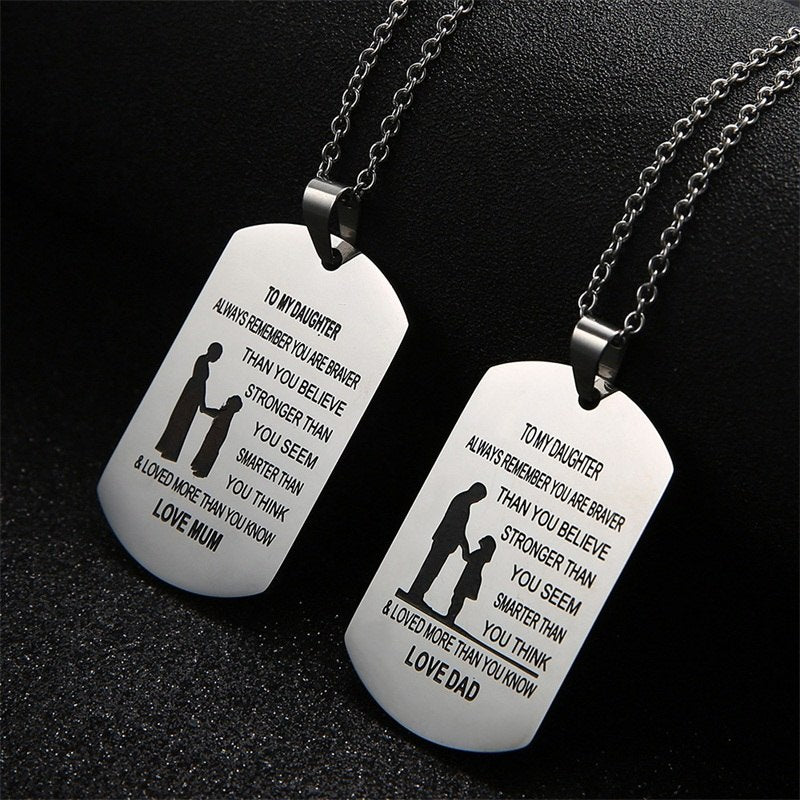 TO MY SON Stainless Steel Pendant Necklaces Engrave Name Love Dad Mum ID Tag Necklaces Customized Jewelry