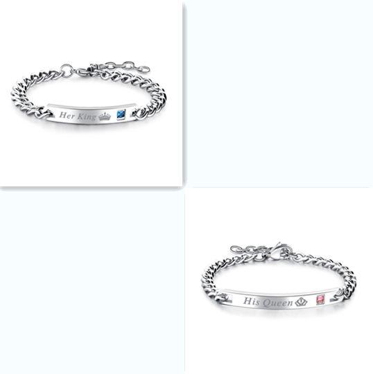 His Queen Her King Black Rose Gold Couple Bracelet