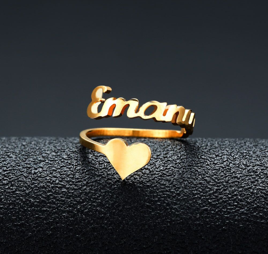 Personalized Solid Stainless Steel Rings Gold