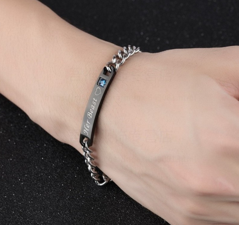 His Queen Her King Black Rose Gold Couple Bracelet