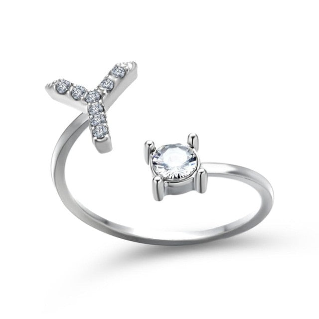 Adjustable 26 Initial Letter Ring For Women