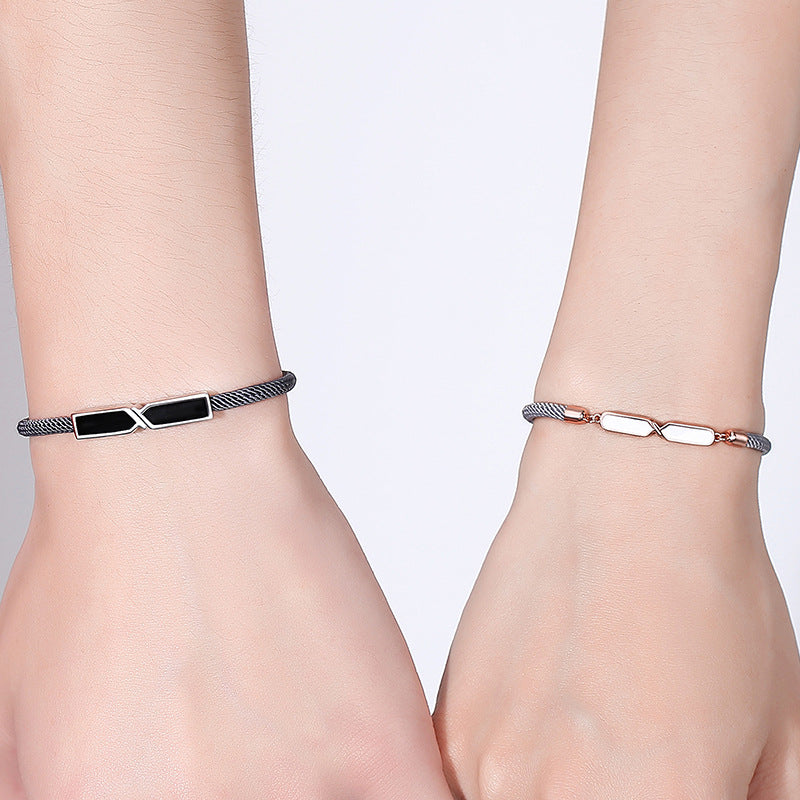 Sterling Silver Couple Bracelet Commemorative Bracelet