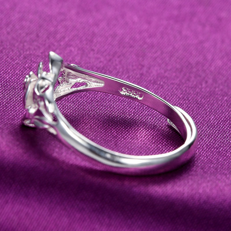 Pure Silver Rose Flower Ring