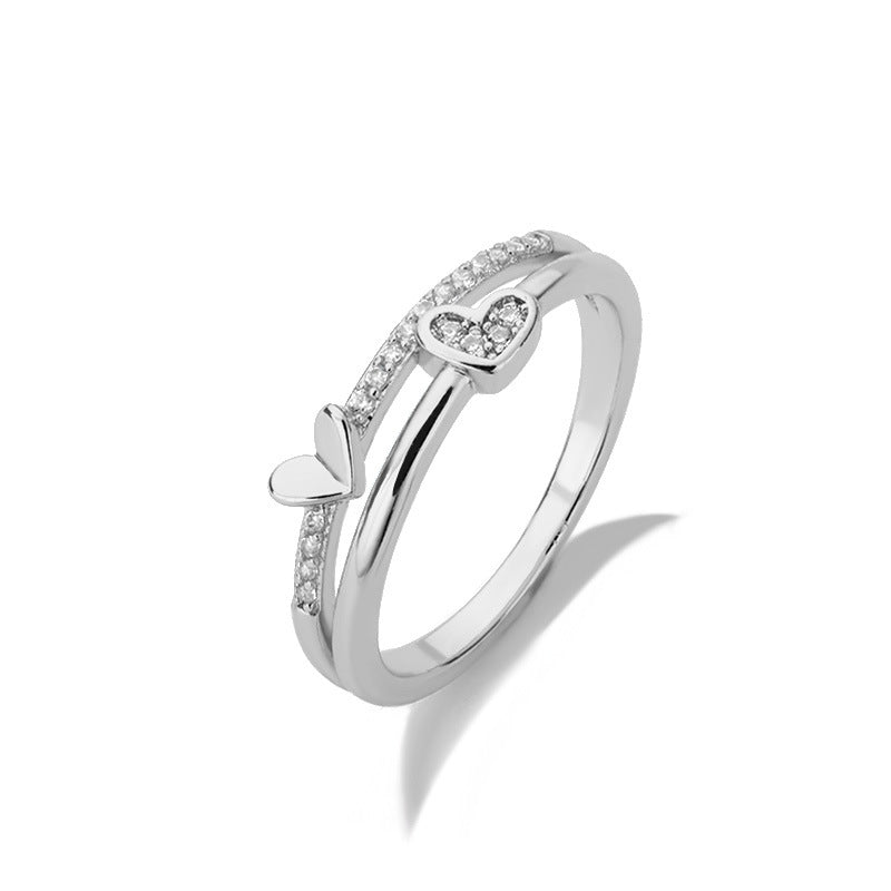 Stainless Steel Zirconia Inlay Ring silver