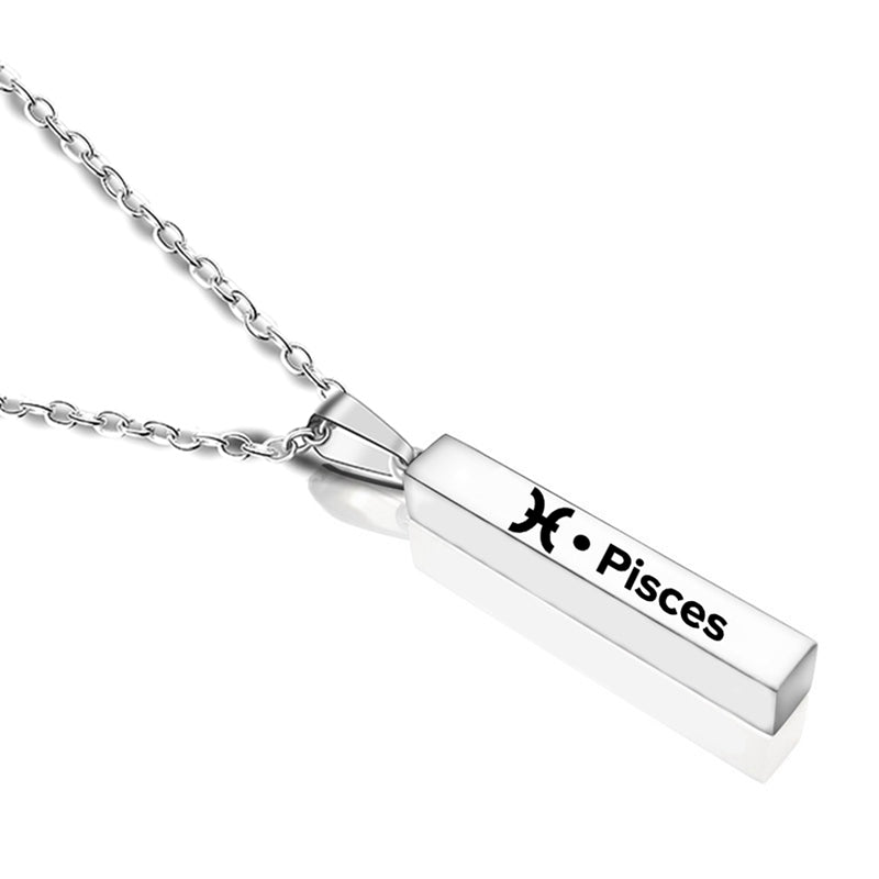New 12 Constellation Long Bar Stainless Steel Pendant