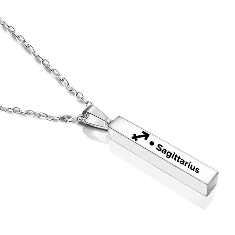 New 12 Constellation Long Bar Stainless Steel Pendant