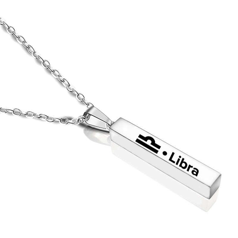 New 12 Constellation Long Bar Stainless Steel Pendant