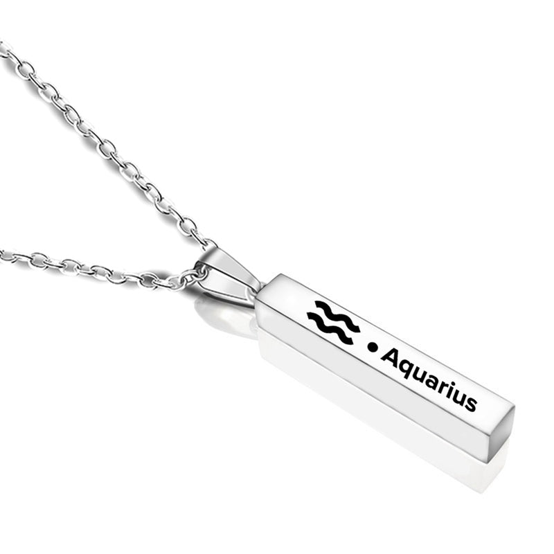 New 12 Constellation Long Bar Stainless Steel Pendant