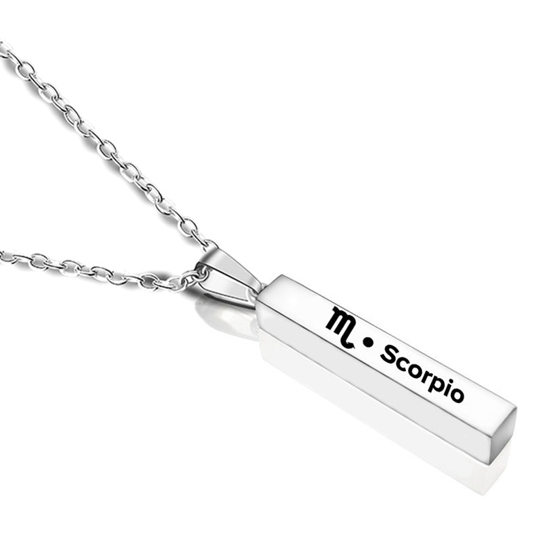 New 12 Constellation Long Bar Stainless Steel Pendant