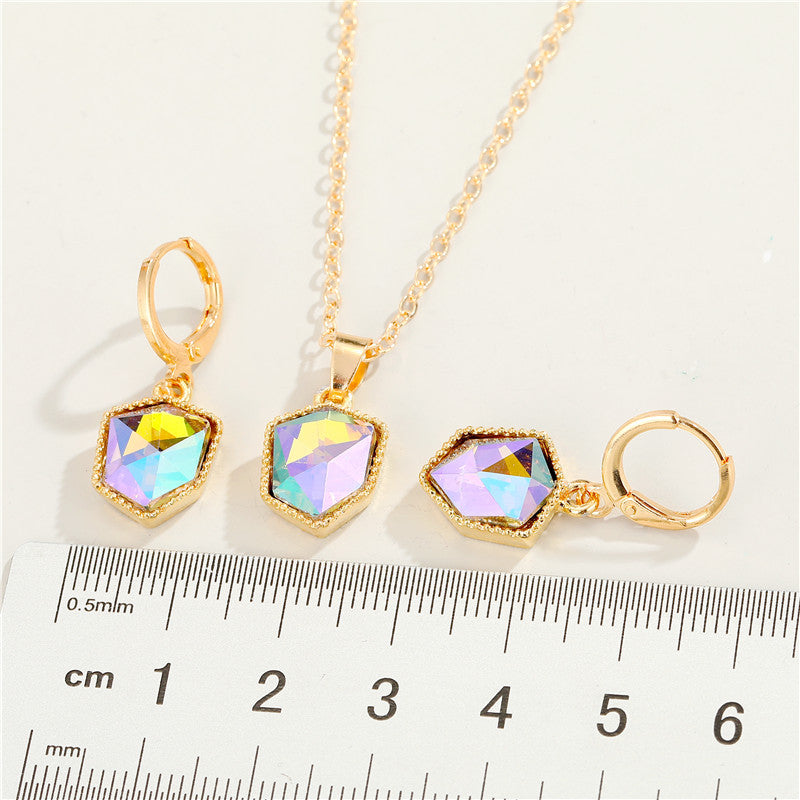 New Colorful Crystal Pendant Hao Stone Jewelry Set