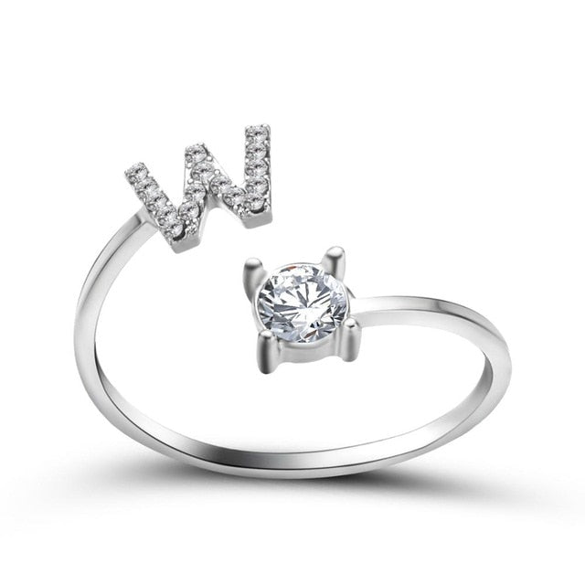 Adjustable 26 Initial Letter Ring For Women