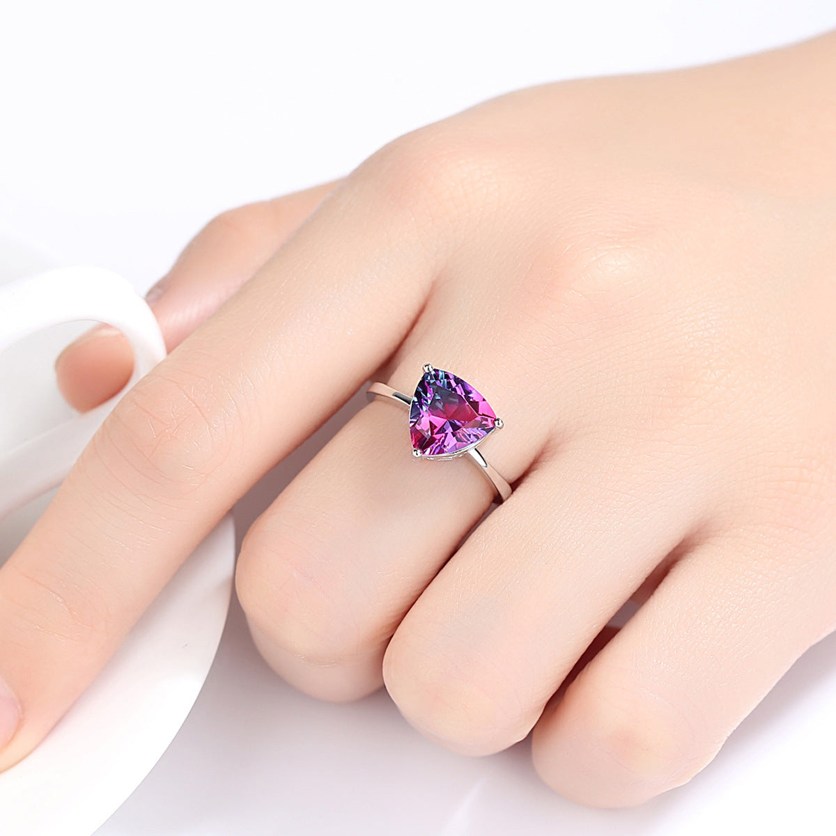Rainbow Glow Stone Weeding S925 Ring