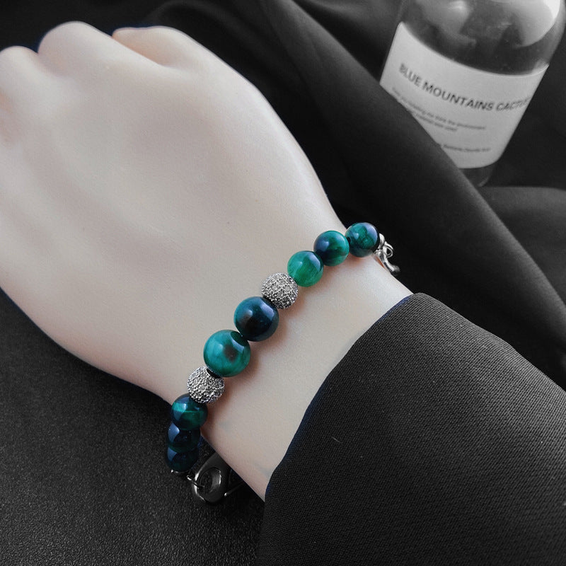 Adjustable Obsidian Cuban Chain Link Bracelet