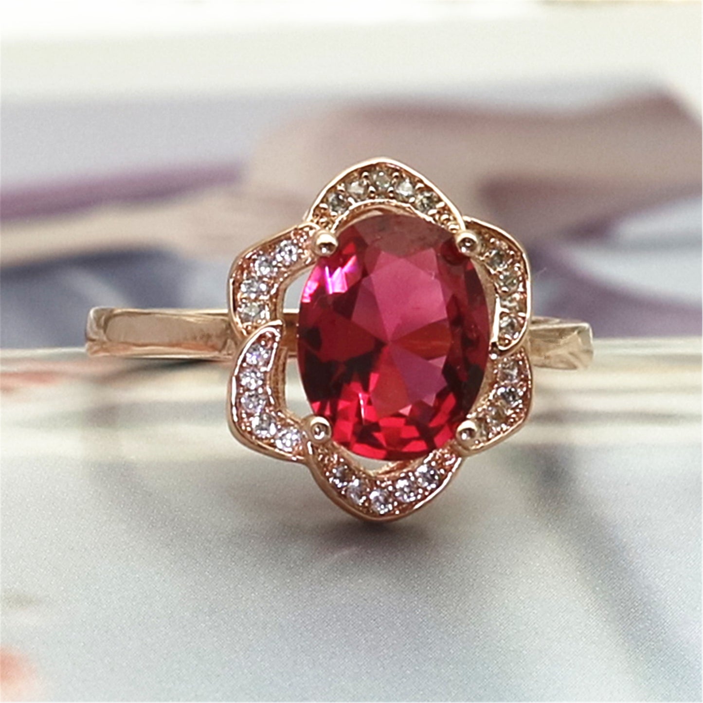Red Rose Flower Ring