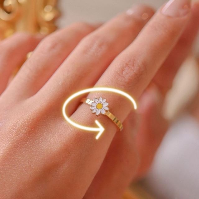 Fidget Ring Spinner Anxiety Ring sunflower