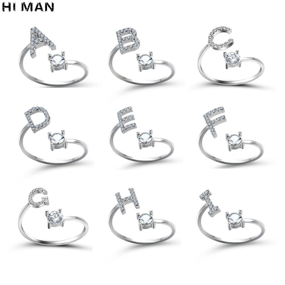 Adjustable 26 Initial Letter Ring For Women