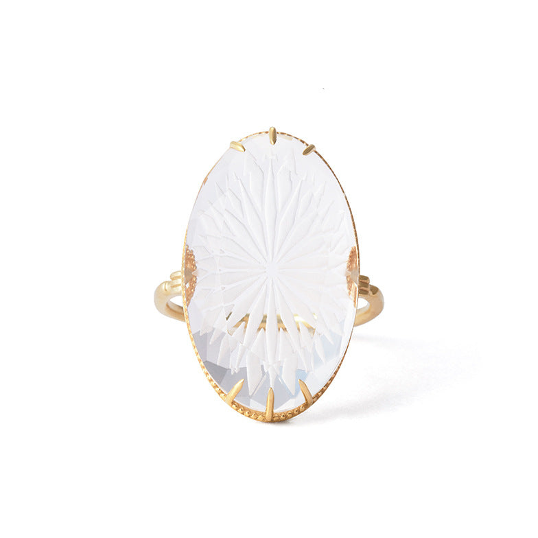 Summer Vintage Ice Crystal Floating Flower Ring