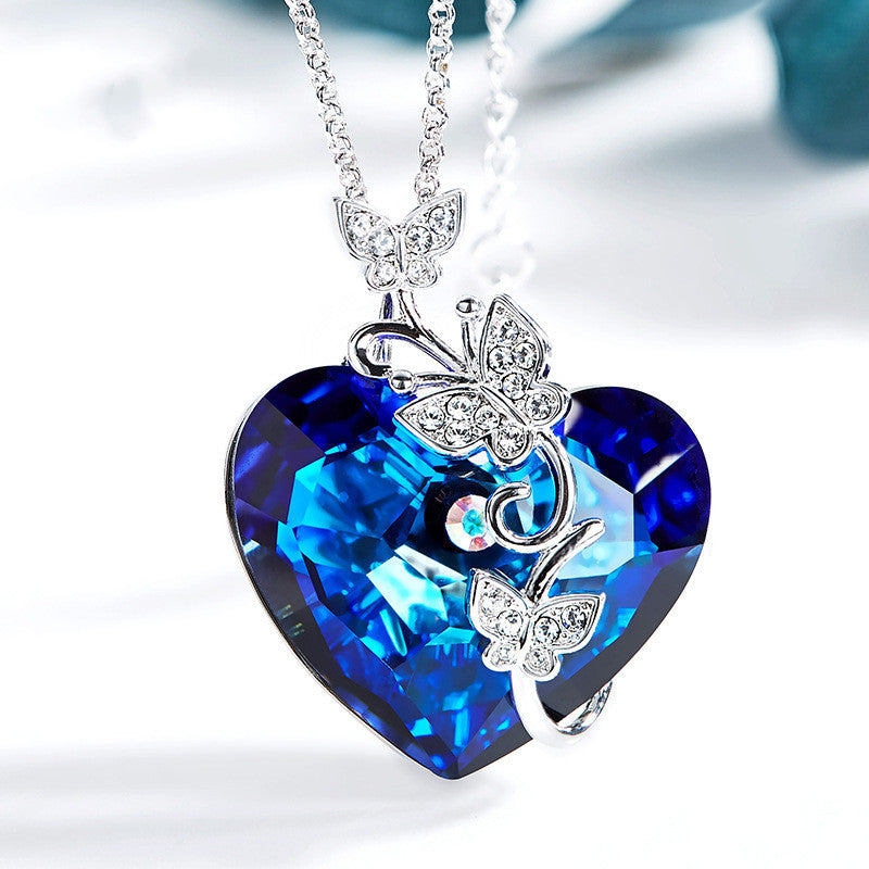 Ocean Heart-Shaped Crystal Necklace