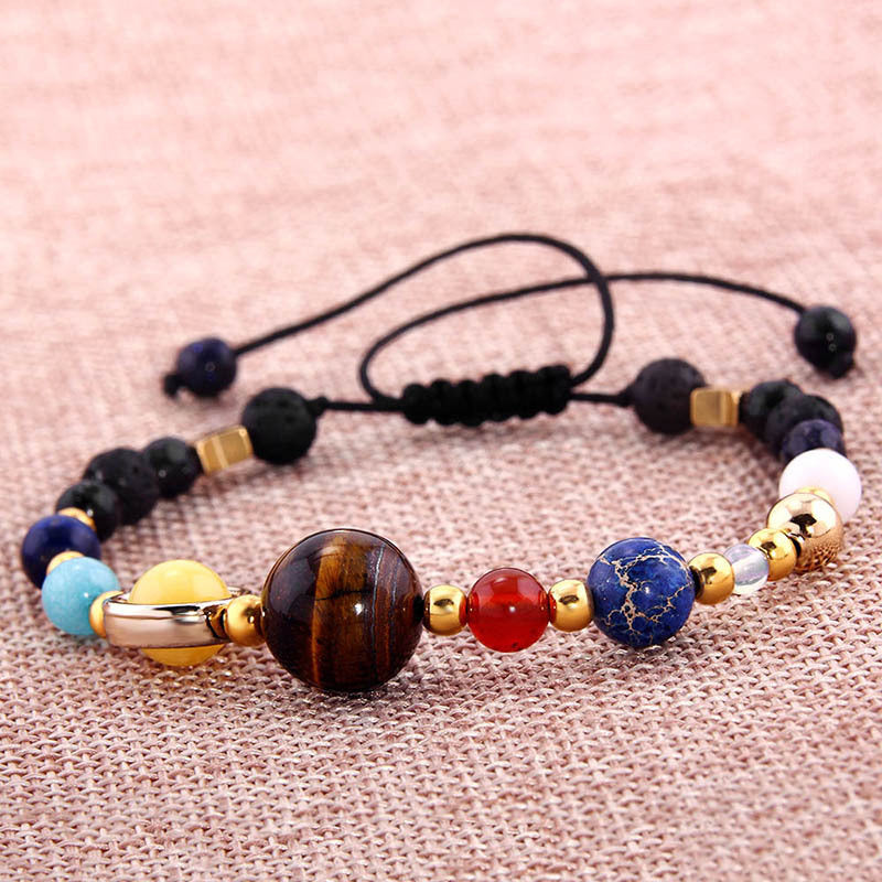 Universe Galaxy Eight Planets Natural Stone Bracelet