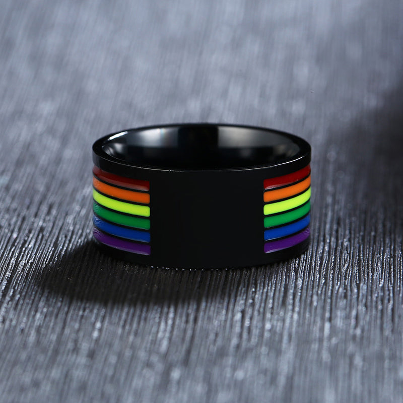 Rainbow Pride Love Promise Stainless Steel Men's Ring