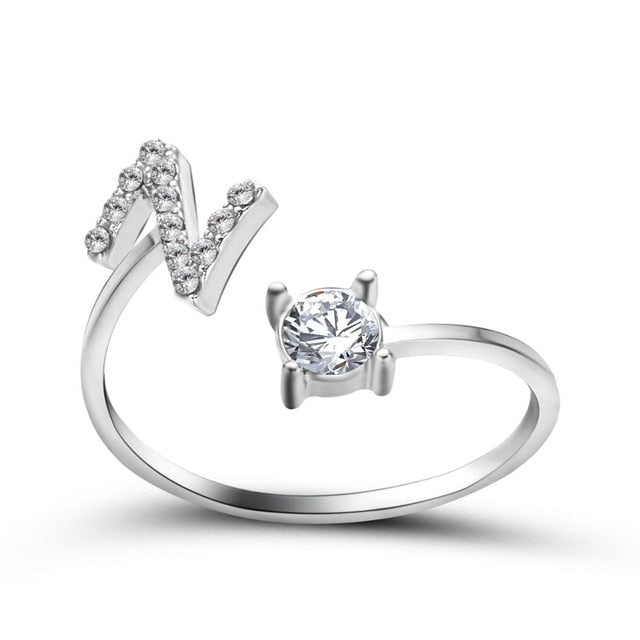 Adjustable 26 Initial Letter Ring For Women