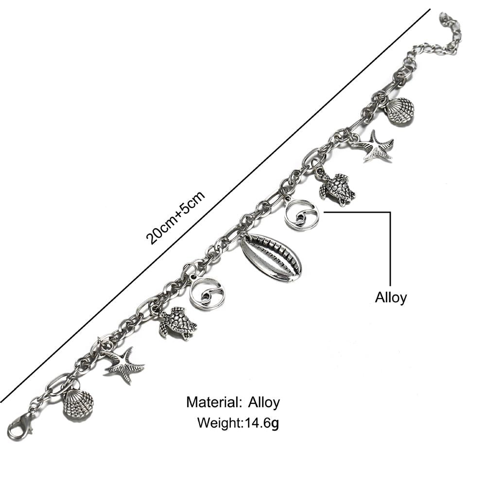Charm Bracelet of the Sea 18K White Gold Plated Bracelet