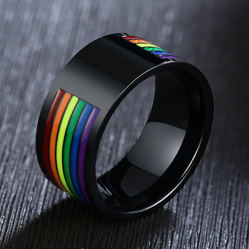 Rainbow Pride Love Promise Stainless Steel Men's Ring