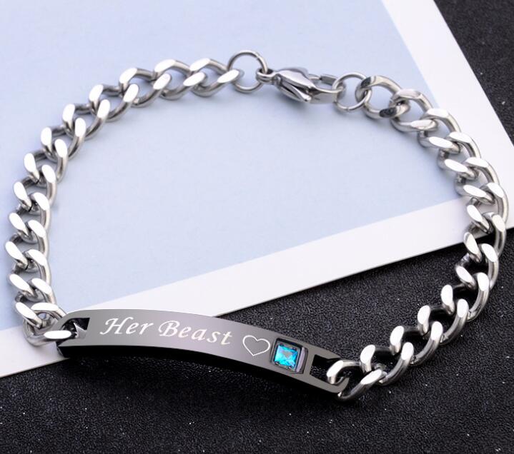 His Queen Her King Black Rose Gold Couple Bracelet