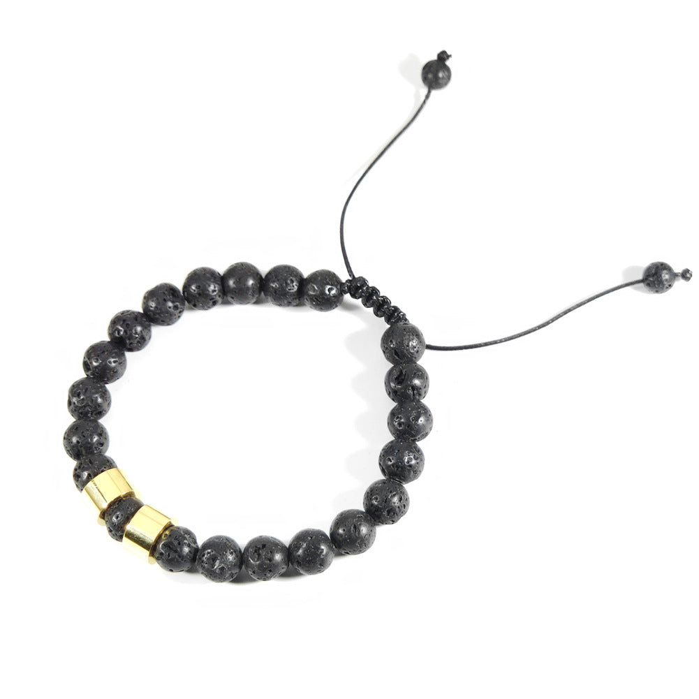 Adjustable Black Lava Stone Name Bracelet