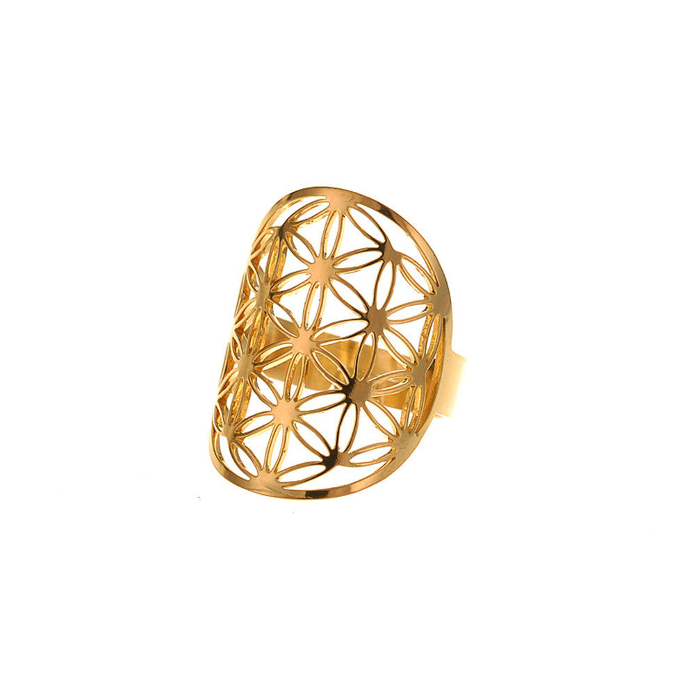 Flower Of Life Stainless Steel Ring Jewelry gold