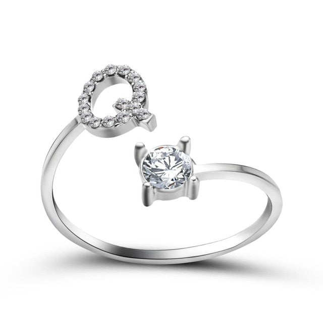 Adjustable 26 Initial Letter Ring For Women