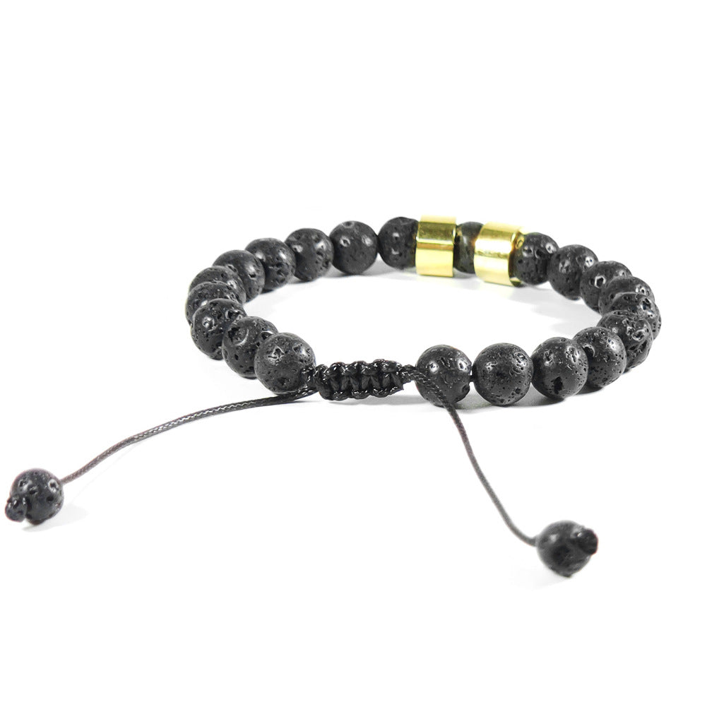 Adjustable Black Lava Stone Name Bracelet