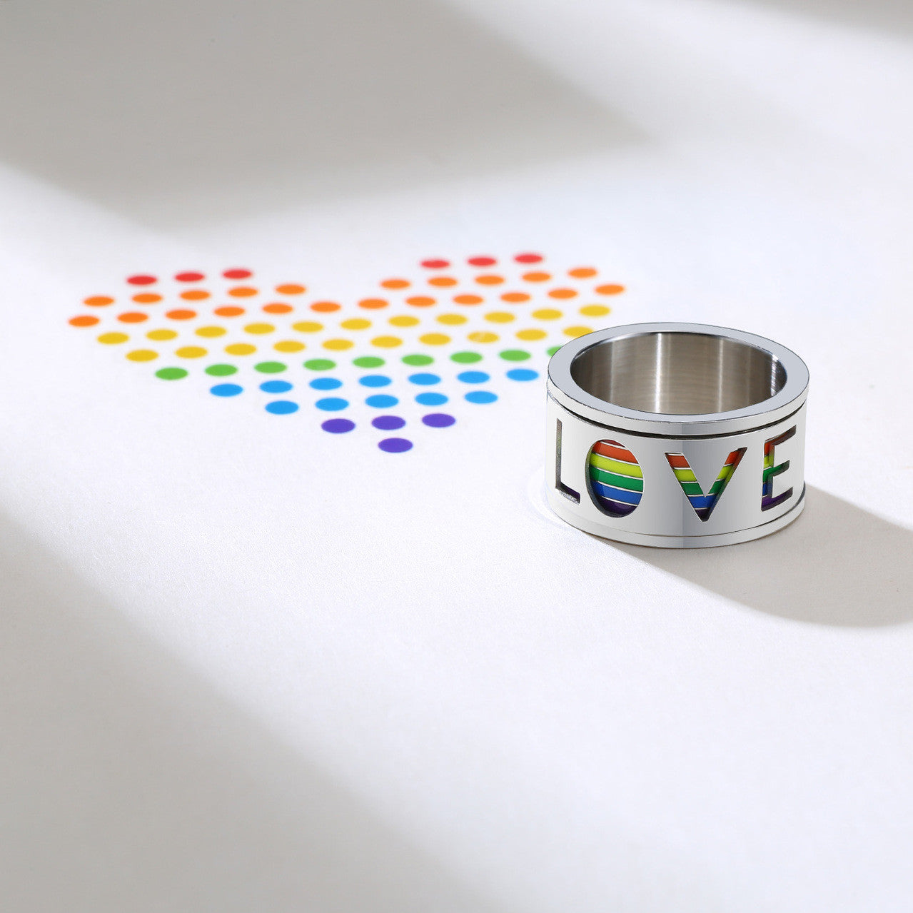 Rainbow Pride Love Promise Stainless Steel Men's Ring