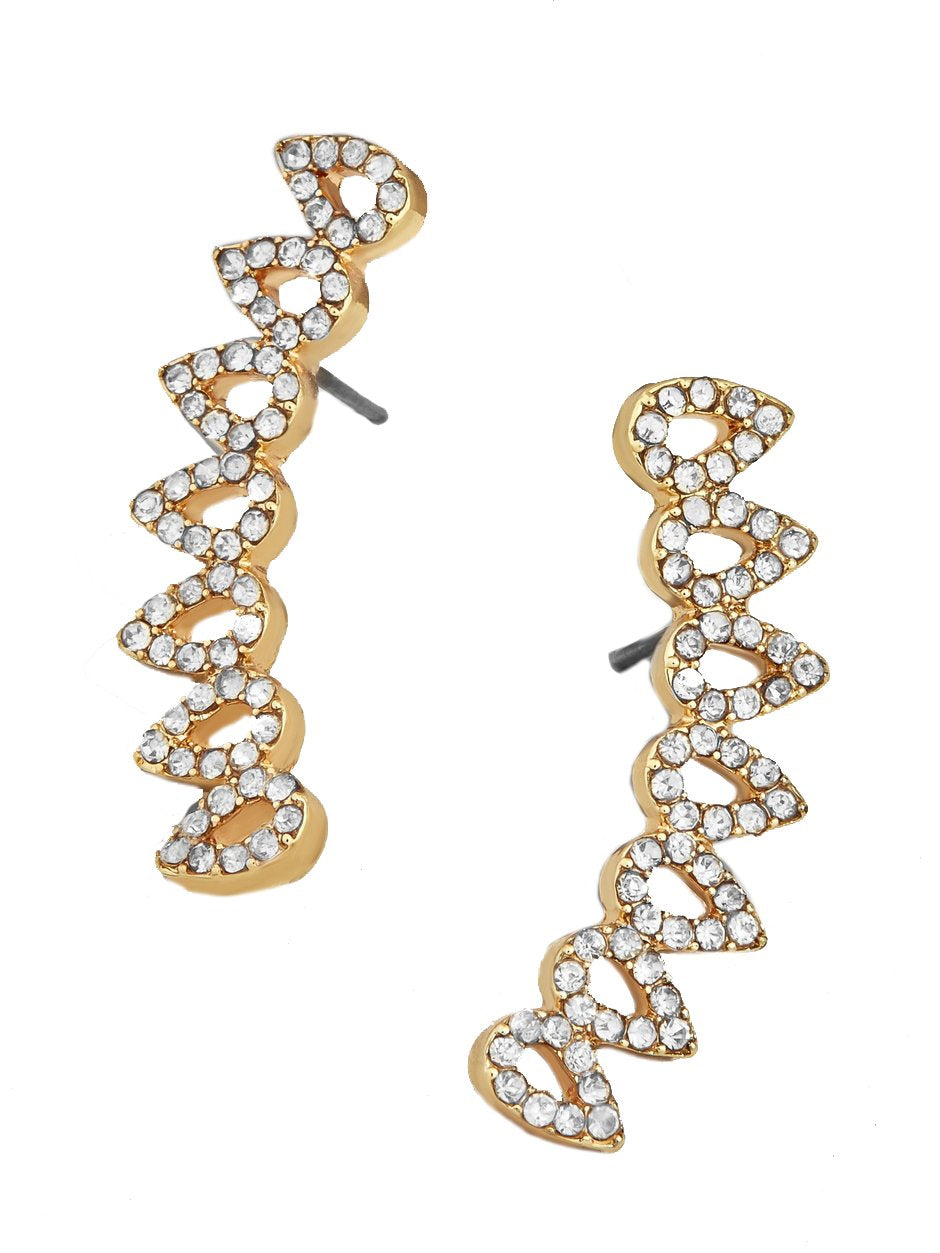 14K Gold Plated Elements Curved Crawler Earrings