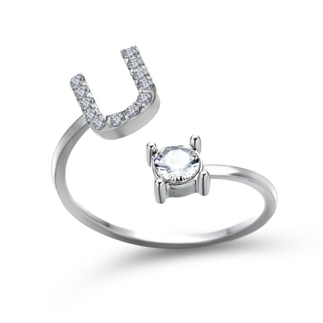 Adjustable 26 Initial Letter Ring For Women