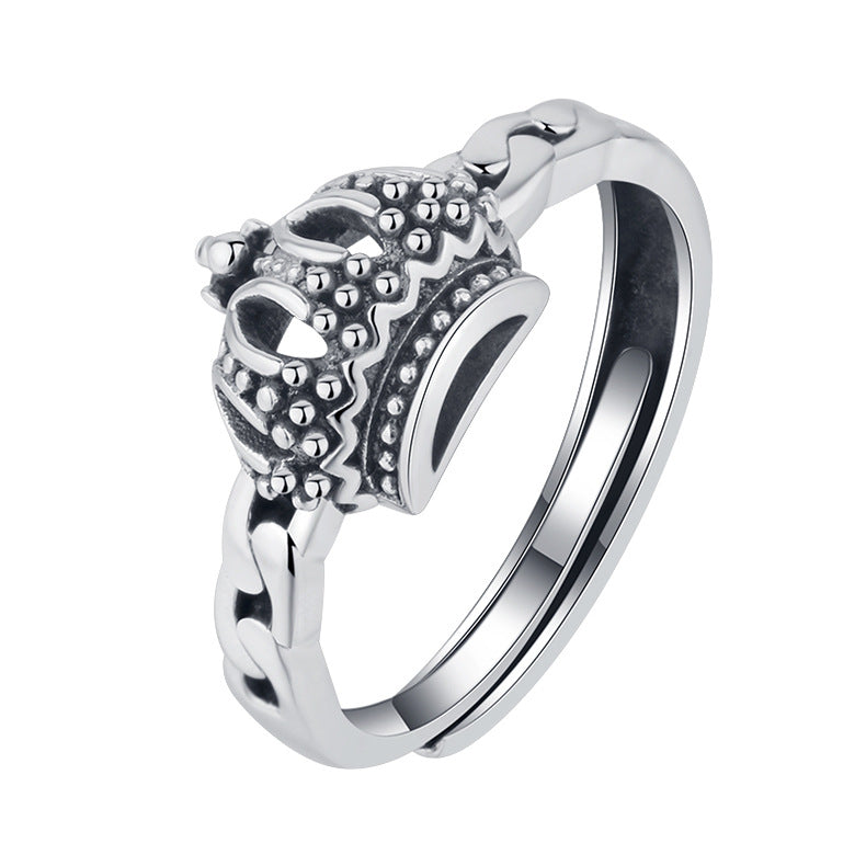 S925 Sterling Silver Ring Crown Push Pull Design Index Finger Ring