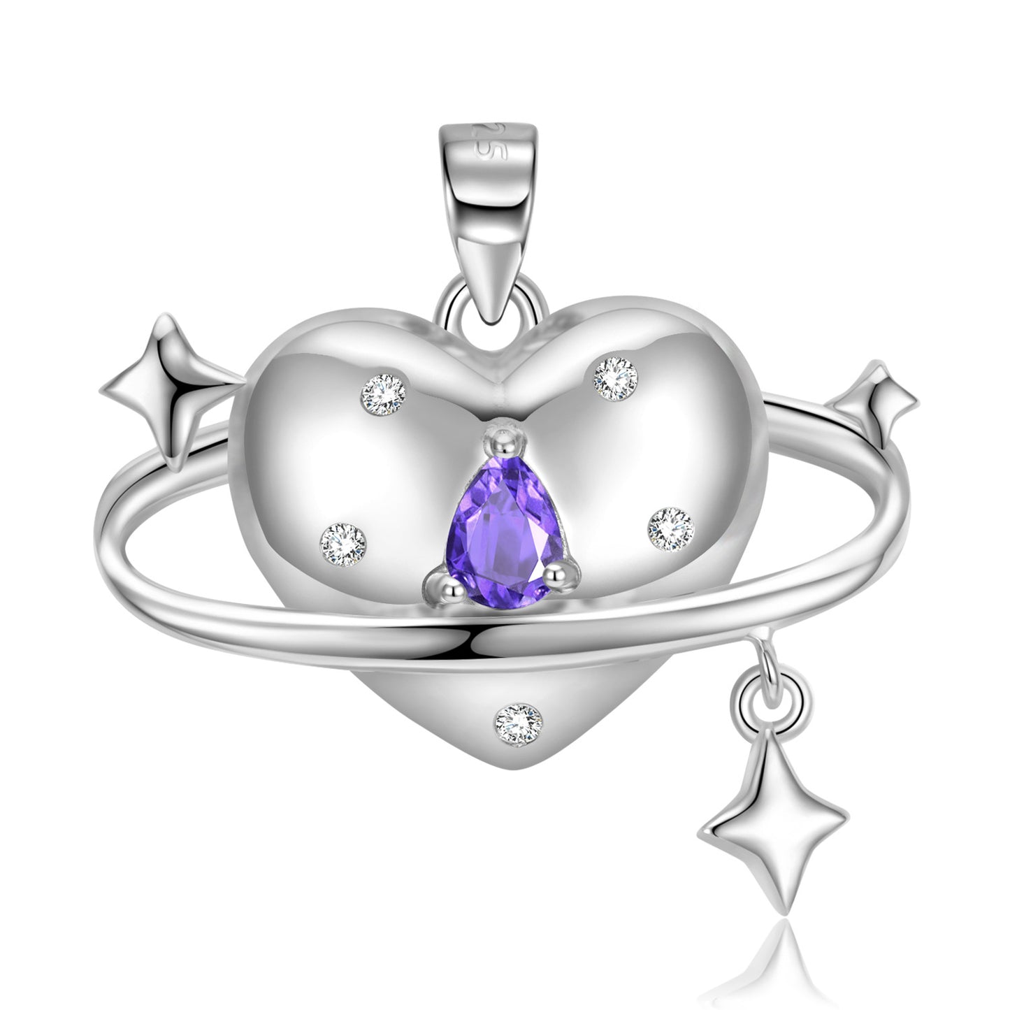 Spinning Love Pendant Necklace S925 Sterling Silver Set Zircon