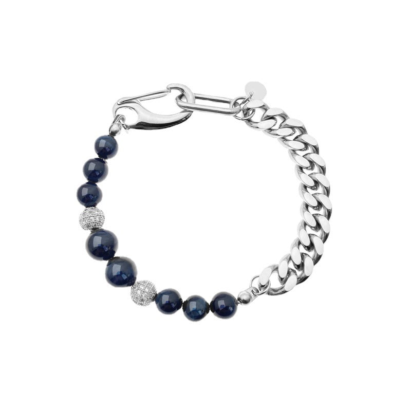 Adjustable Obsidian Cuban Chain Link Bracelet