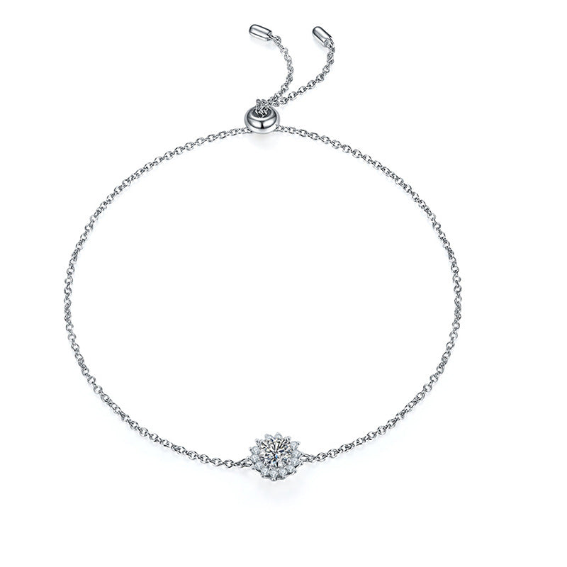 High Quality Silver Sunflower 0.5 Carat Moissanite Bracelet