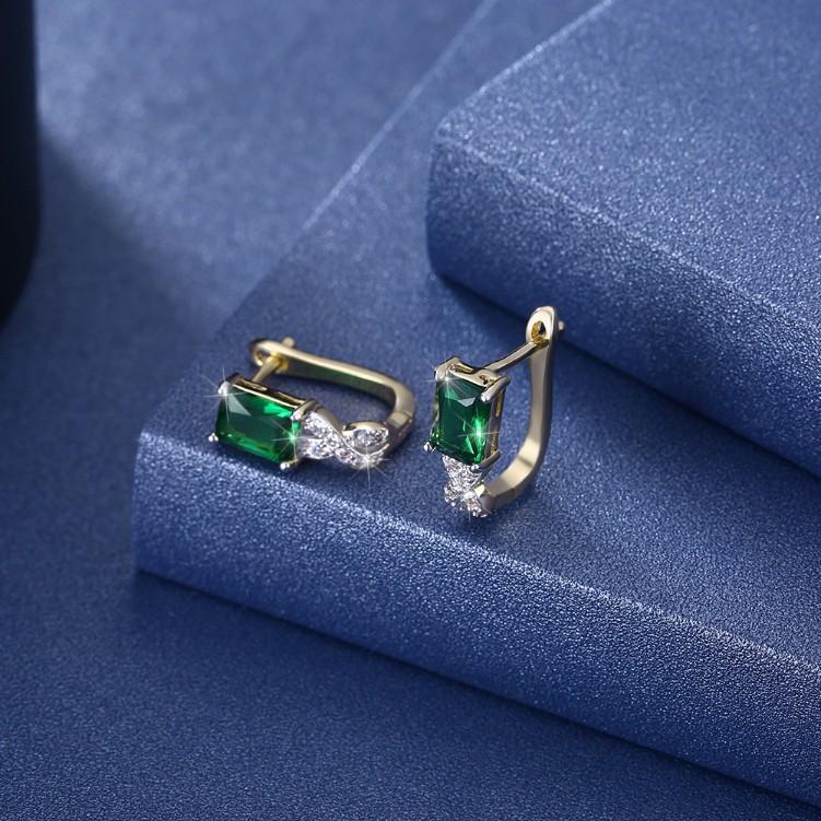 Simulated Emerald Twisted Leverback Earrings ITALY Made