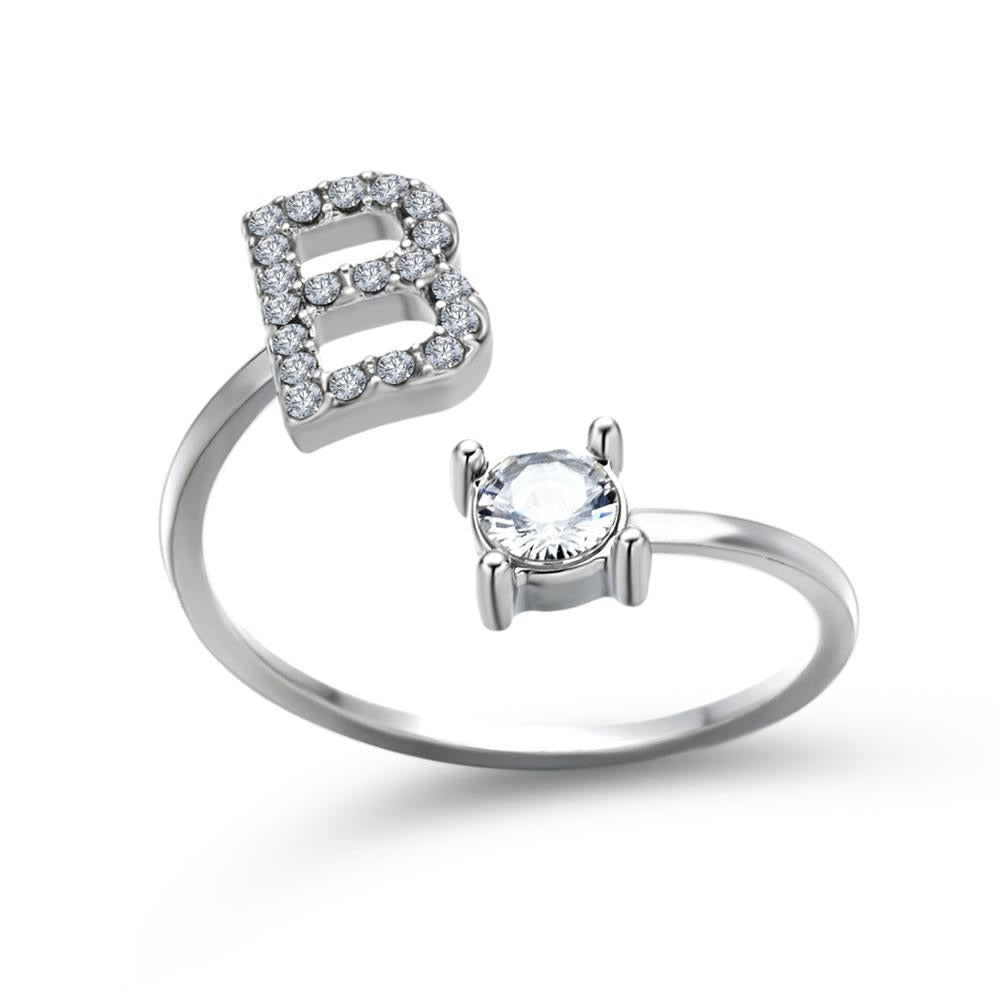 Adjustable 26 Initial Letter Ring For Women