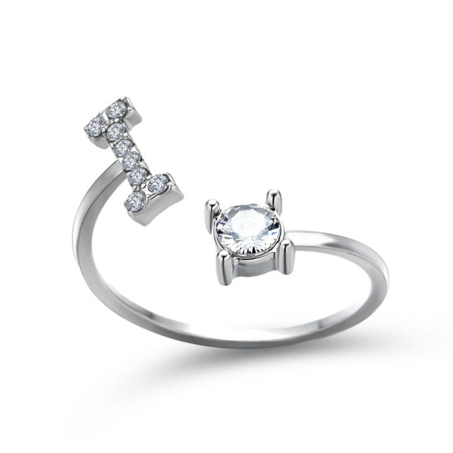 Adjustable 26 Initial Letter Ring For Women