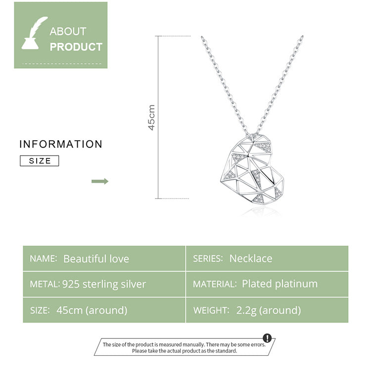 Sterling Silver 925 Heart Pendant Necklace for Women