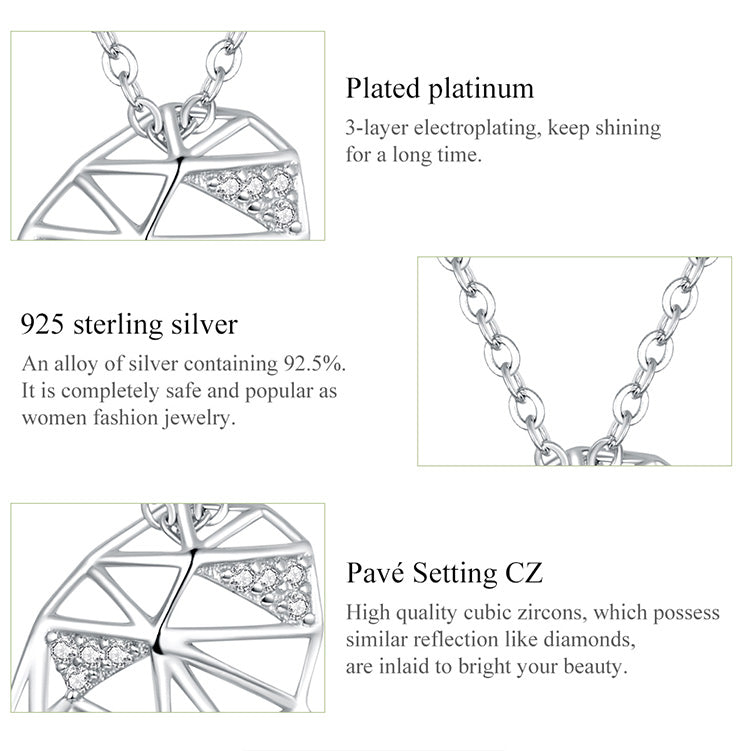Sterling Silver 925 Heart Pendant Necklace for Women
