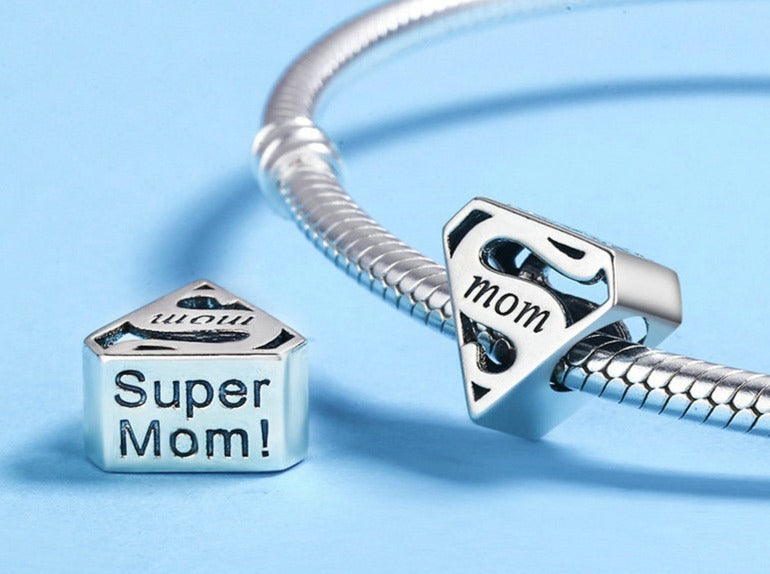 Super Mom Beads Charm Bracelets Pendant Necklace Mother Gift