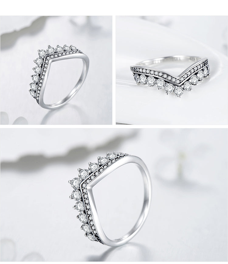 Sterling Zircon Crown Ring