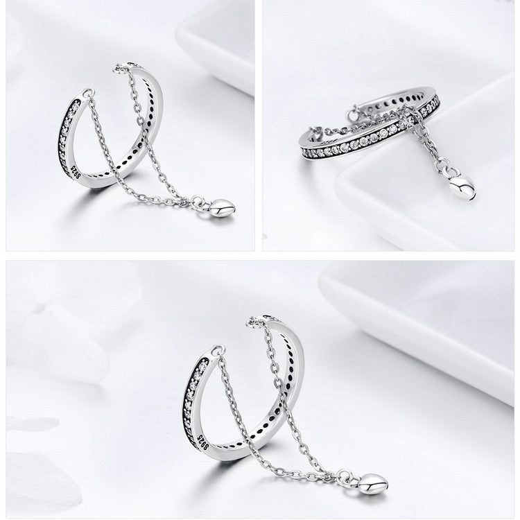 Stackable Clear CZ Double Layer Adjustable Ring