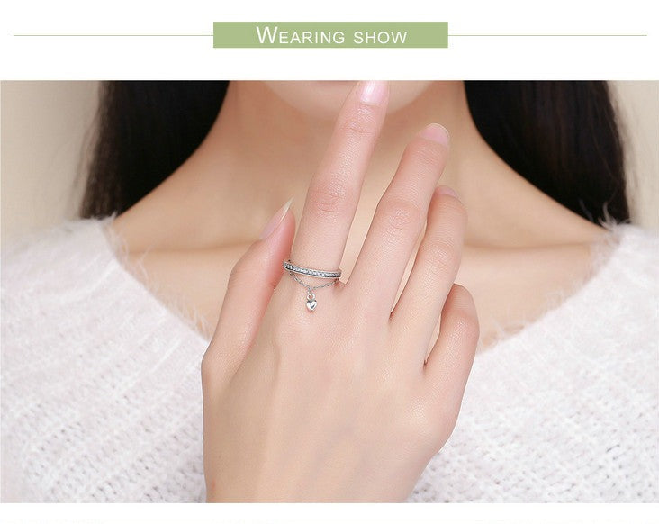 Stackable Clear CZ Double Layer Adjustable Ring